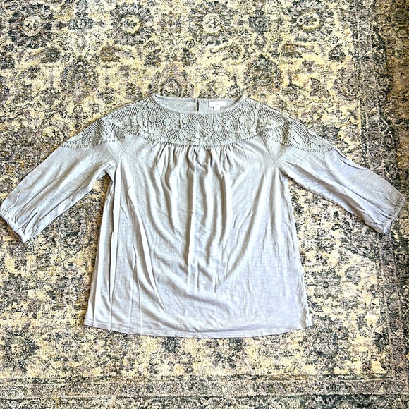 J. Jill Tops - J. Jill soft gray top with lace detail Size S
